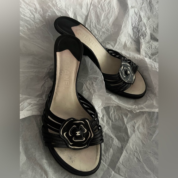 CHANEL Shoes - CHANEL camelia wedges size 40 fits 9